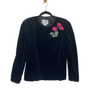 Vtg 80s Velour Donna Morgan Velour Dark Gothic Victorian Fairy Grunge Jacket 11